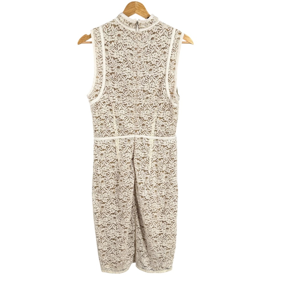 House of CB Caitlyn Lace Bodycon Dress Size Large White Sleeveless Mock Neck - Picture 6 of 10